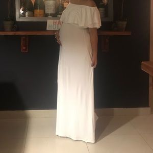 Pinkblush Maxi Maternity Off Shoulder Dress White - M